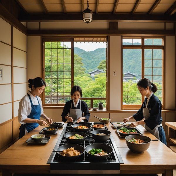 Quels sont les avantages de louer une maison de vacances au Japon avec des cours de cuisine et des visites de temples?